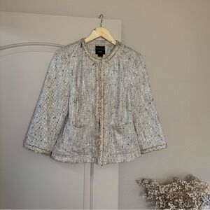 Doncaster |Women's Collection Cream Tweed Jacket Blazer |Size 14